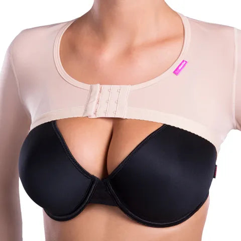 Anita Arm Compression Garment in black, shown on a mannequin, designed to provide support and improve circulation.
