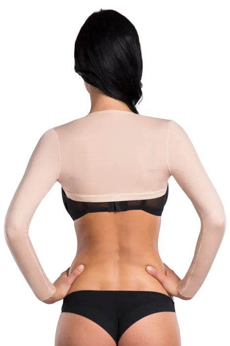 Anita arm compression garment in black, designed for support and improved circulation, displayed on a plain background.