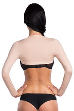 Anita arm compression garment in black, designed for support and improved circulation, displayed on a plain background.
