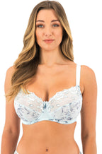 Mint floral embroidered side support underwire bra with adjustable straps by Fantasie