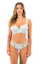 Fantasie Caroline mint floral embroidered side support underwire bra with adjustable straps and bow detail
