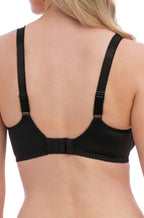 Black Rebecca Essentia UW T-Shirt Bra by Fantasie in D cup, featuring contouring design for smooth support.