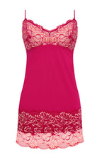 Cerise pink lace chemise by Fantasie with adjustable straps and multi-tone detailing