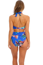 Fantasie Halkidiki ultramarine blue full cup bikini top with adjustable straps and botanical print