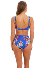 Ultramarine floral mid-rise bikini brief by Fantasie, showcasing vibrant blue pattern and comfortable fit.