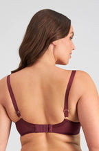 Windsor Wine underwire bra in size 18D by FAYREFORM, featuring elegant lace detailing.