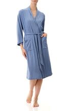 Florence Broadhurst Rhonda Short Kimono Wrap in Dusk Marle, sleepwear, shown in size M, featuring soft fabric and relaxed fit.