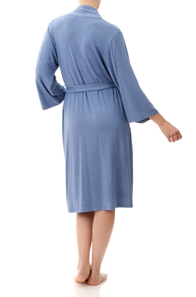 Florence Broadhurst Rhonda Short Kimono Wrap in Dusk Marle, sleepwear, displayed in size M with soft fabric and relaxed fit