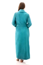 Aqua long wrap dressing gown by GIVONI in XS, featuring a soft fabric design suitable for sleepwear.