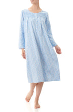 Givoni Betty cotton flannelette nightie in blue floral print, comfortable sleepwear for women in size 2L.