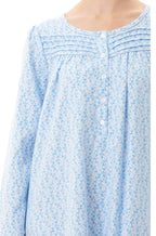 Givoni Betty cotton flannelette nightie in blue floral print, sleeveless sleepwear for women, size 2L