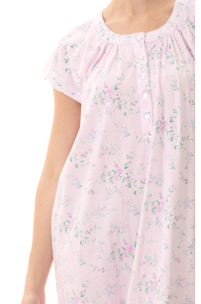 Callie Cap Sleeve Cotton Nightie (Lilac) Available in size L only