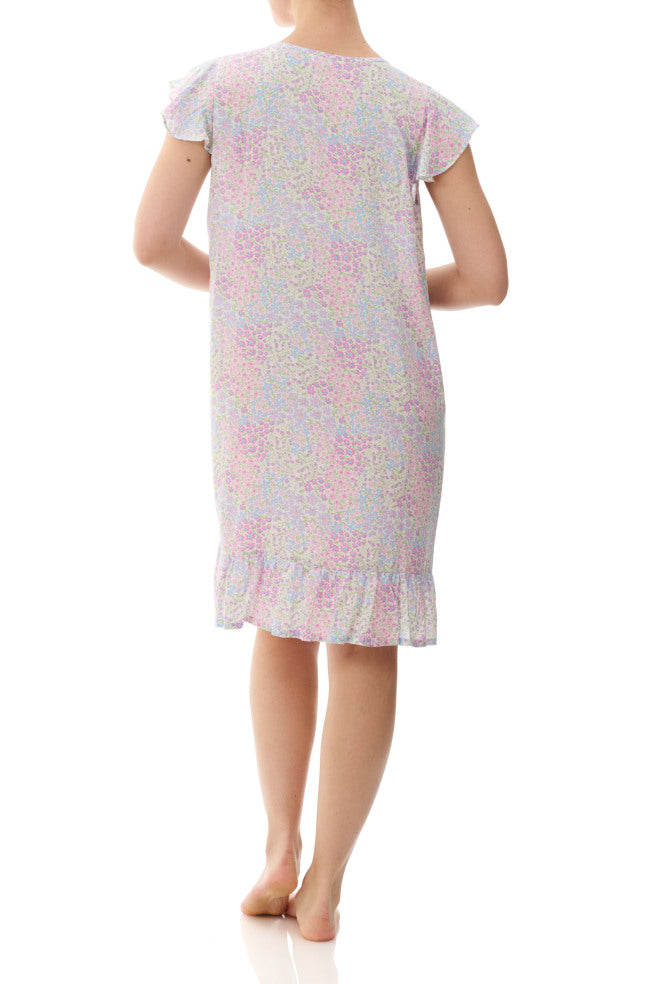 Floral viscose short nightie in multi-color from Givoni, featuring breathable fabric and a relaxed fit.