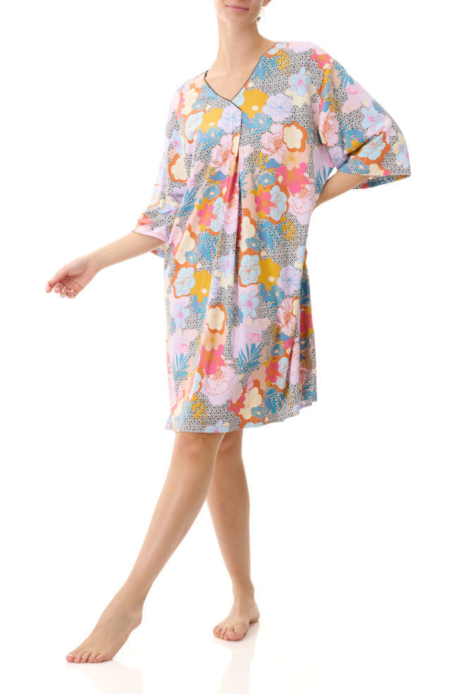 Multi-color ¾ sleeve kaftan nightie in size 2XL by Givoni, perfect for comfortable sleepwear.