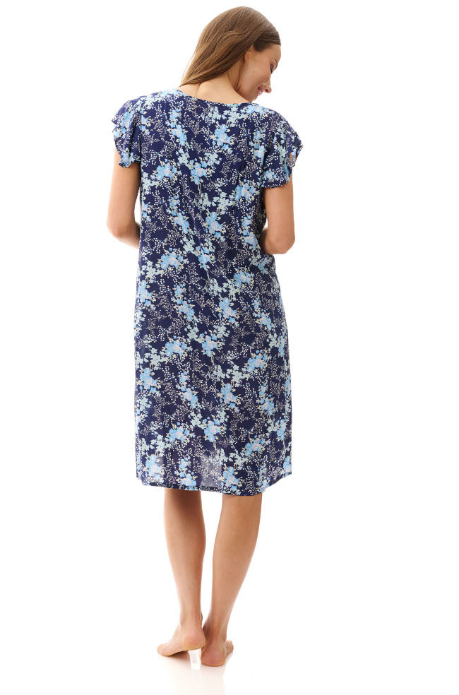 Navy blue short nightie by Givoni, featuring a relaxed fit and soft fabric for comfortable sleepwear.