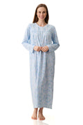 Blue 100% cotton Emma Nightie by GIVONI, size L, featuring a relaxed fit for comfortable sleepwear.
