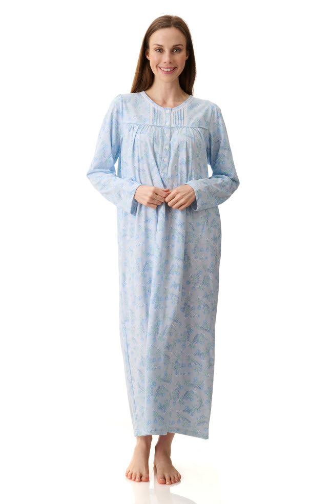 Blue 100% cotton Emma Nightie by GIVONI, size L, featuring a relaxed fit for comfortable sleepwear.