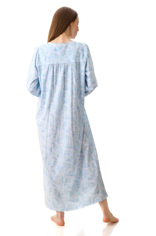 Blue 100% cotton Emma Nightie by GIVONI, size L, featuring a comfortable, relaxed fit