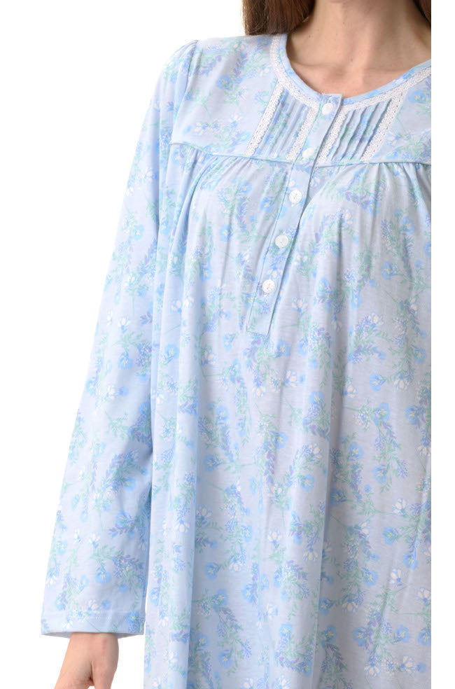 Blue 100% cotton Emma Nightie by GIVONI, size L, perfect for sleepwear comfort.