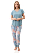 Tanika long pyjama set in Mango Lagoon, featuring soft fabric and a relaxed fit, size XXL by Givoni