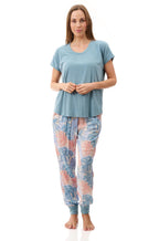 Tanika long pyjama set in Mango Lagoon, featuring soft fabric and a relaxed fit, size XXL by Givoni