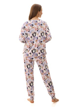 Multi abstract print cotton bamboo pyjama set by GIVONI in sizes S, L, XXL with blue accents