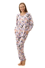 Multi abstract print cotton bamboo pyjama set from GIVONI, available in sizes S, L, and XXL.