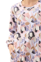 Multi abstract print cotton bamboo pyjama set in blue and other colors by GIVONI, available in sizes S, L, XXL