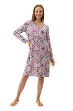 Multi-colored Kayla short nightie made from soft cotton and bamboo blend, available in sizes S, M, and L by GIVONI.