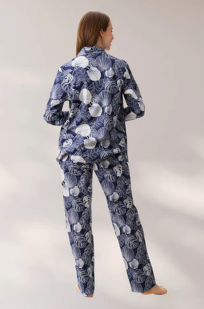 Givoni navy Drew P.J set sleepwear with long sleeves and pants, available in size M, on a plain background.