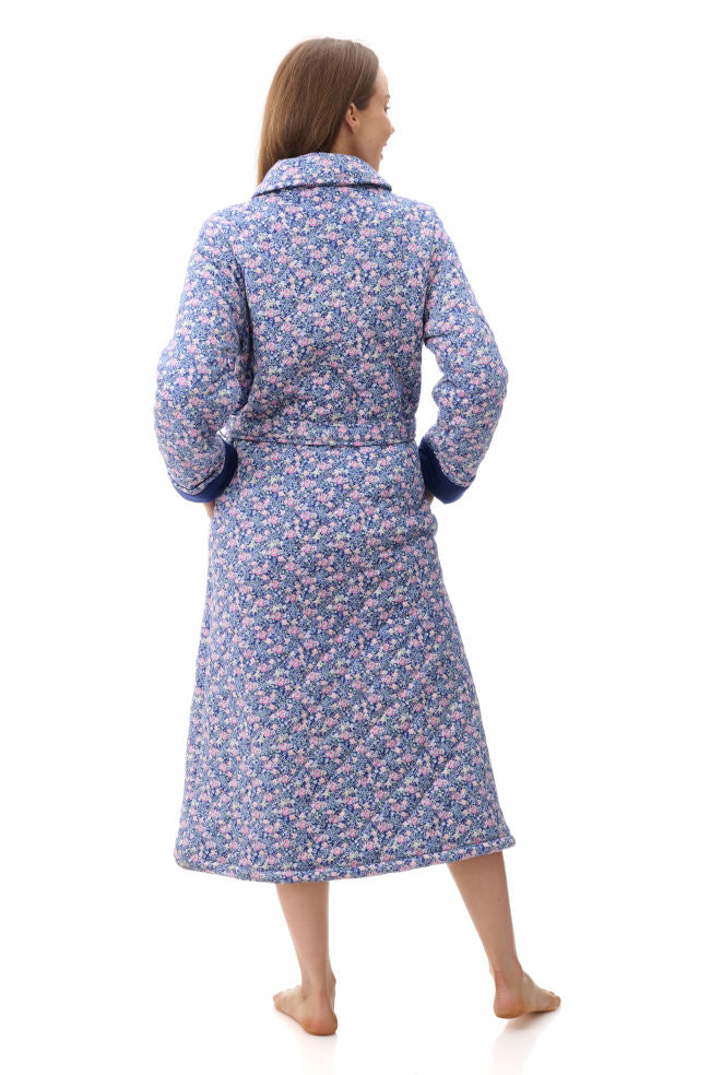 Becky Long Quilted Dressing Gown (Royal Blue) Available in XXL only