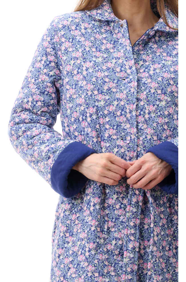 Becky Long Quilted Dressing Gown (Royal Blue) Available in XXL only