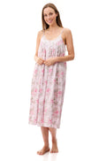 Pink cotton mid-length chemise slip by GIVONI, featuring a comfortable design and available in multiple sizes.