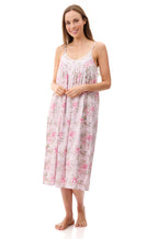 Pink cotton mid-length chemise slip by GIVONI, featuring a comfortable design and available in multiple sizes.