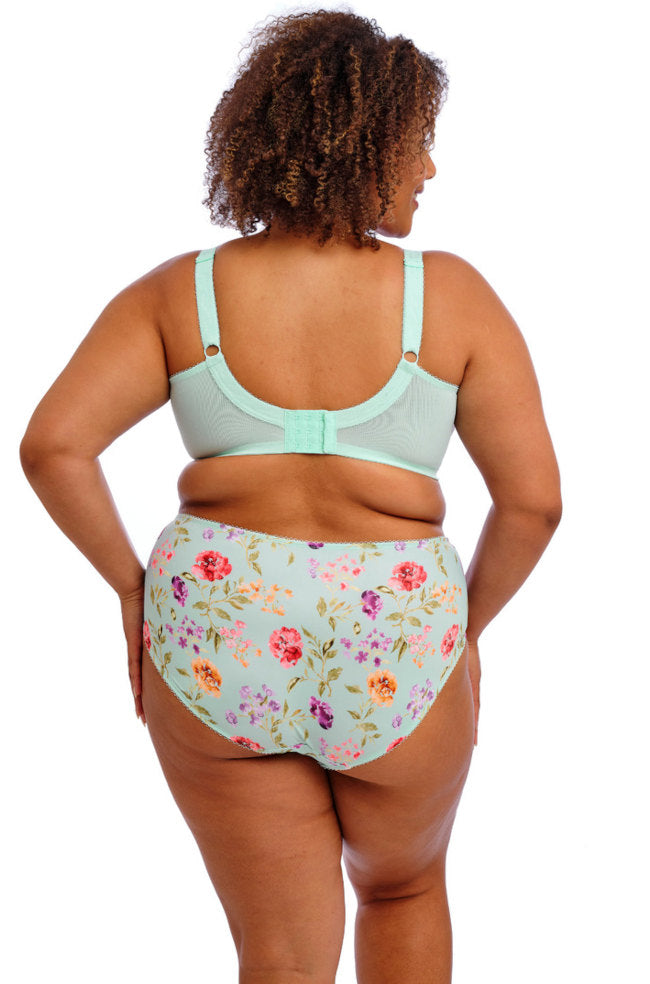 Blue Haze floral full cup underwire bra from Goddess in sizes 14, 16, and 18, featuring a comfortable E-cup fit.