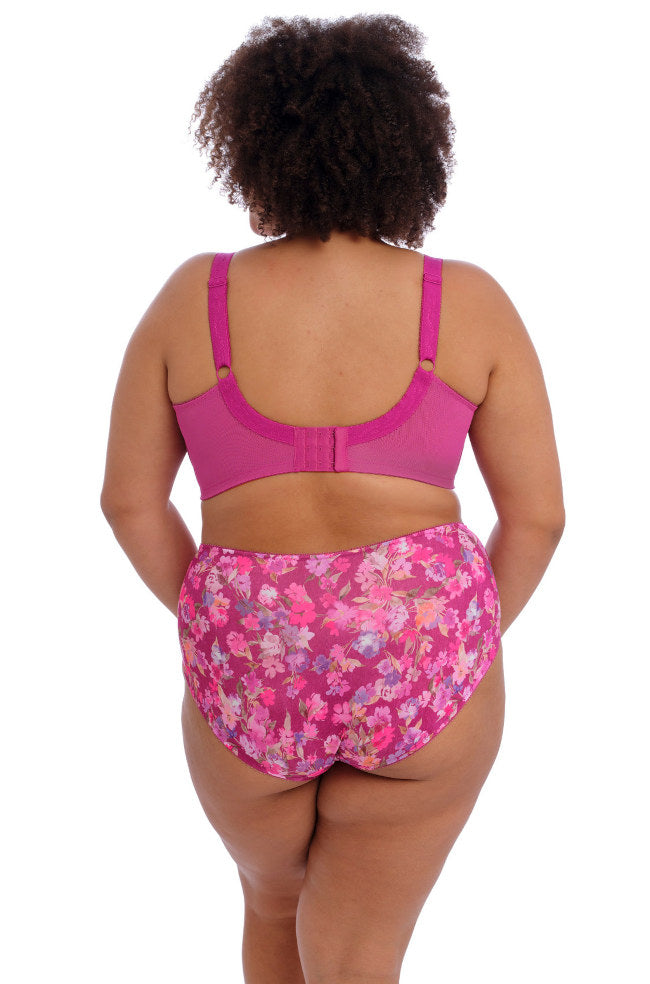 Sheer mesh underwire bra in Summertime Print by Goddess, featuring delicate detailing and available in E cup sizes.