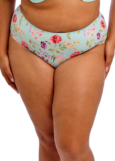 Goddess Kayla full briefs in blue haze, stretch polyester fabric, available in sizes 12, 14, and 16.