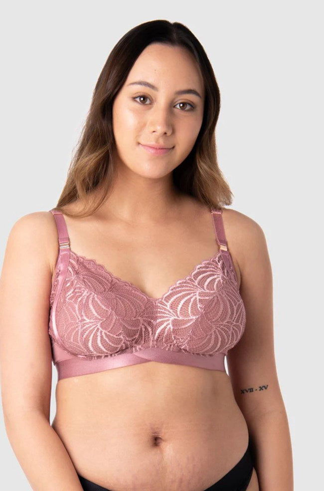Antique Rose Warrior Wirefree Maternity Bra by Hot Milk, featuring soft fabric and supportive design, available in select si