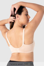 Leakproof bamboo lace wirefree nursing bra in Frappe color, designed for comfort and support during breastfeeding.