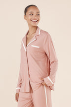 Grace Bamboo pajama set by Ginger Lily, light and comfortable sleepwear with a soft bamboo fabric, displayed on a hanger.