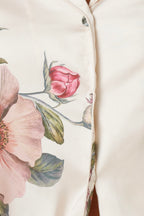 Ginger Lily Ruby floral satin sleepwear PJ set in ivory with floral pattern, featuring a comfortable, elegant design.