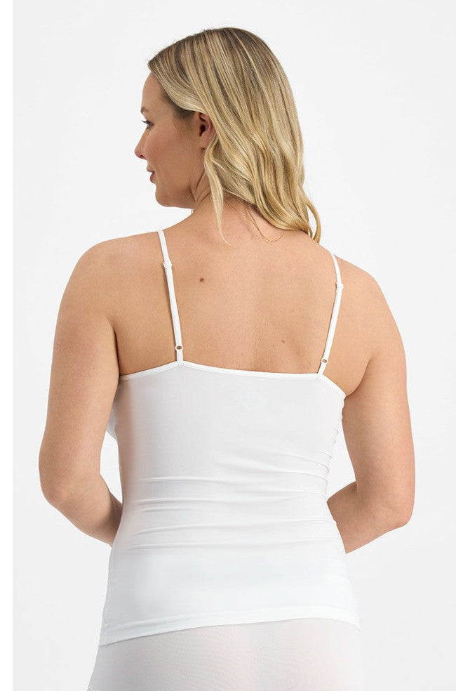 White Parisienne Classic Cami lingerie by Jockey, available in sizes 10 and 18.