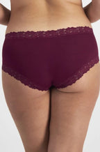 Plum boyleg briefs from JOCKEY, featuring a comfortable fit and soft fabric, available in various sizes.