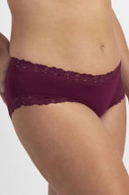 Plum boyleg briefs by JOCKEY, featuring a comfortable fit and soft fabric in various sizes.