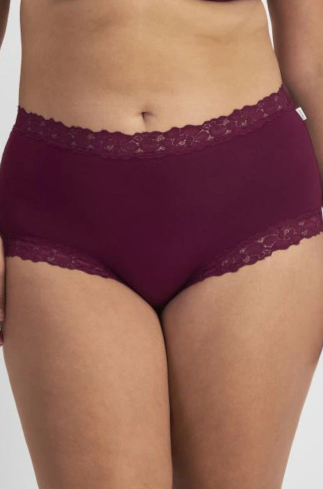Parisienne Cotton Full Brief - Plum High Waisted Underwear Size 10