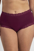 Parisienne Cotton Full Brief - Plum High Waisted Underwear Size 10