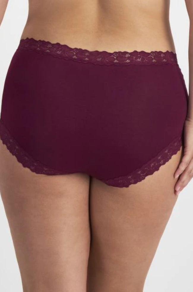 Parisienne Cotton Full Brief - Plum High Waisted Underwear Size 10