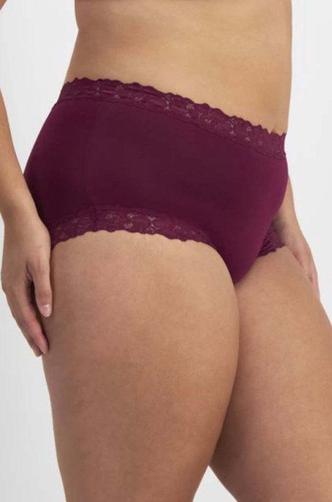 Parisienne Cotton Full Brief - Plum High Waisted Underwear Size 10