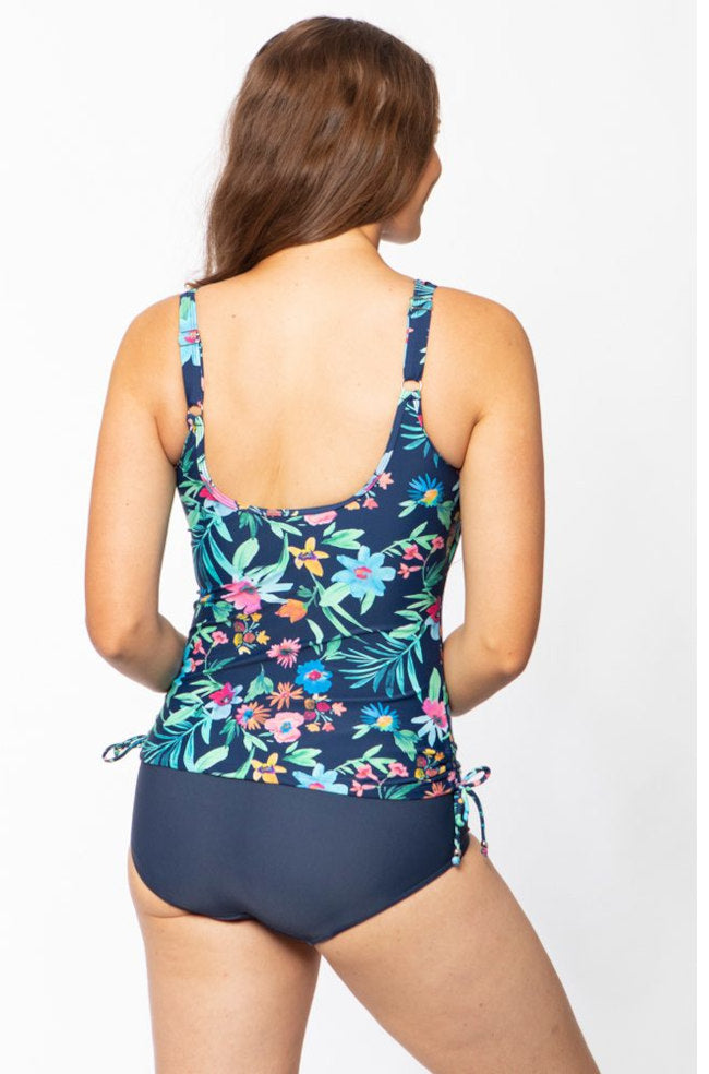 Sheer Neck Tankini Top (Painterly)