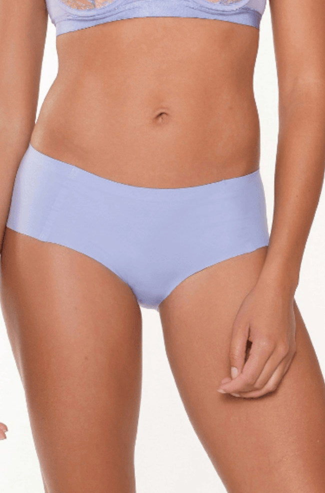 Misty blue seamless hipster brief underwear by Lingadore, designed for no panty lines, available in various sizes.